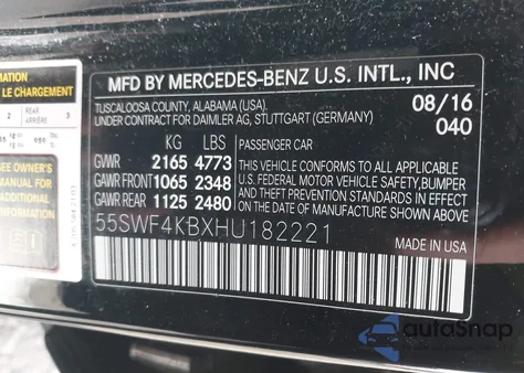 2017 Mercedes-Benz C 300 Sport 4Matic from USA, damaged, VIN 55SWF4KBXHU182221